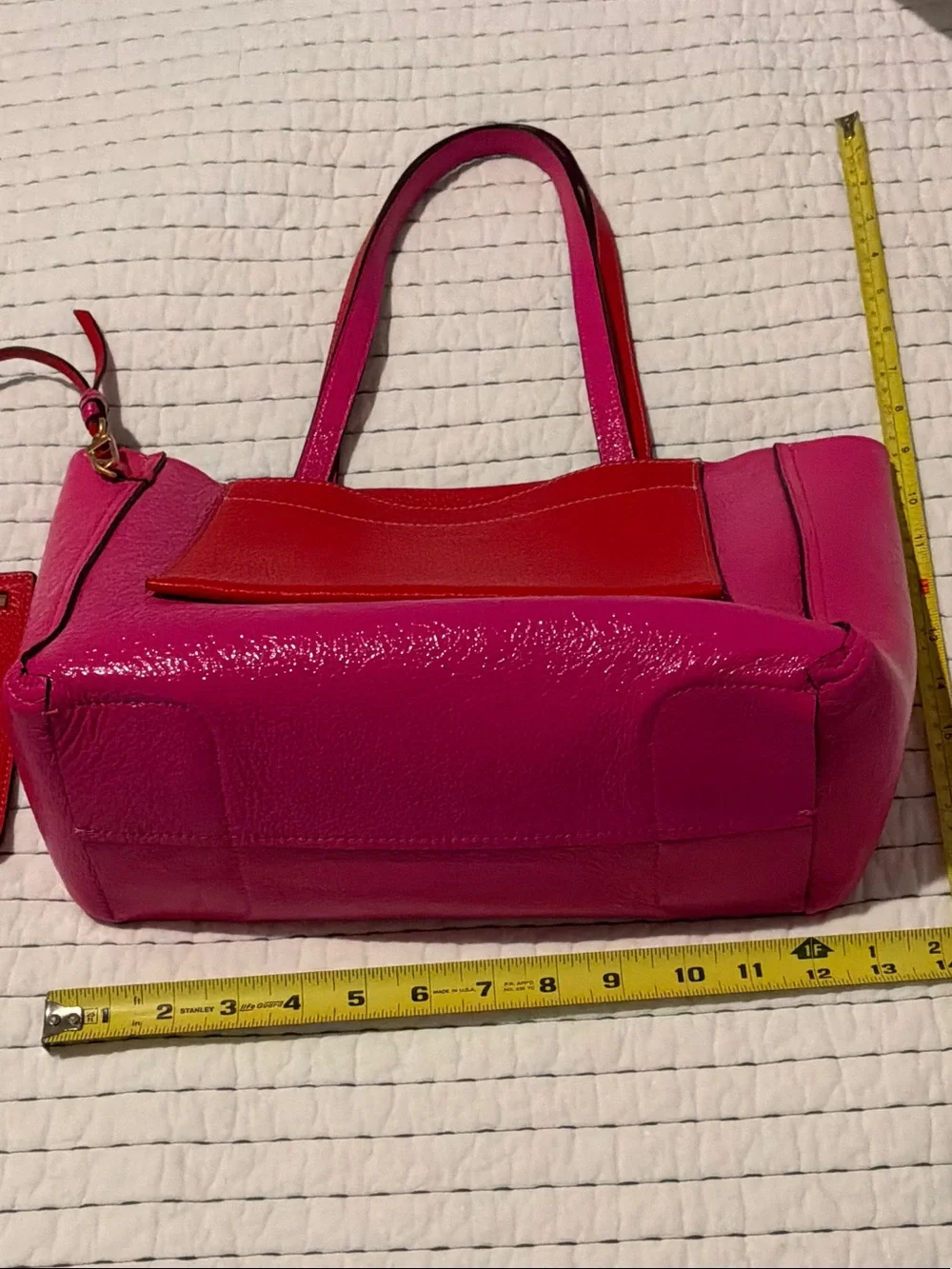 Tory Burch Pink and Red Colorblock Leather Tote